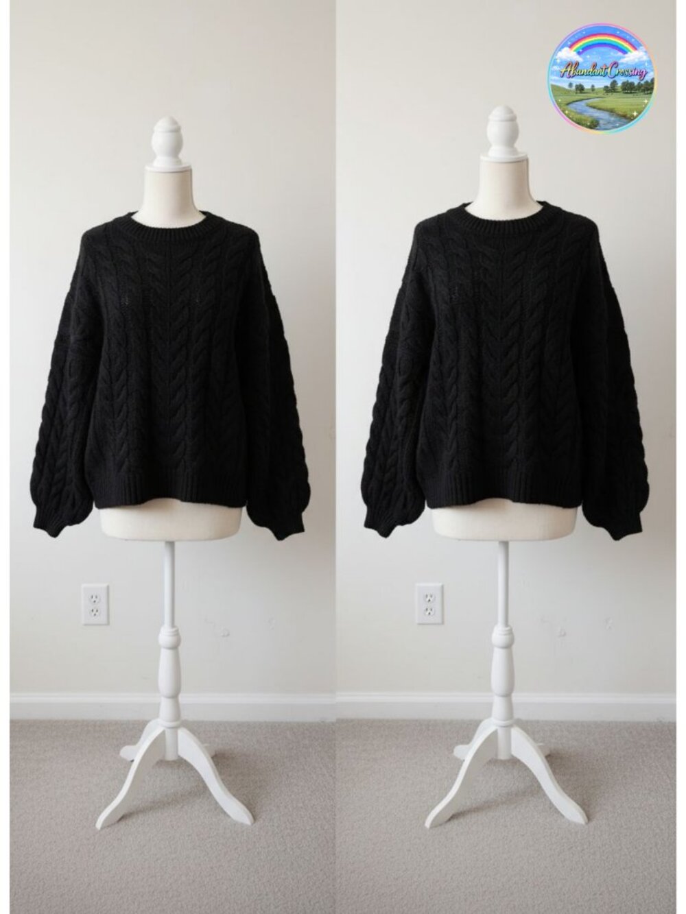 Womens Oversized Cable Knit Sweater Long Sleeve Crewneck Chunky Pullover